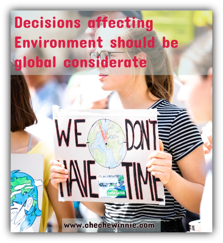 Decisions affecting Environment should be global considerate