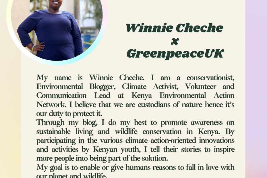 Winne Cheche @its_winnie_cheche and Sam @greenpeaceUK chat about what it’s like to be a climate activist in Kenya and what we can do in the UK to support Winnie's incredible work!