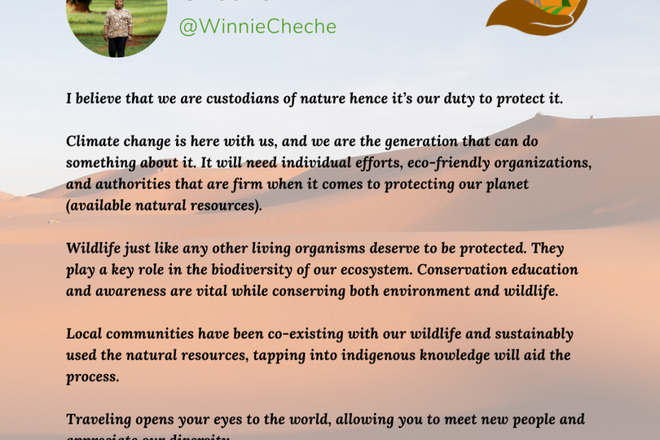 We are custodians of nature hence it’s our duty to protect it.